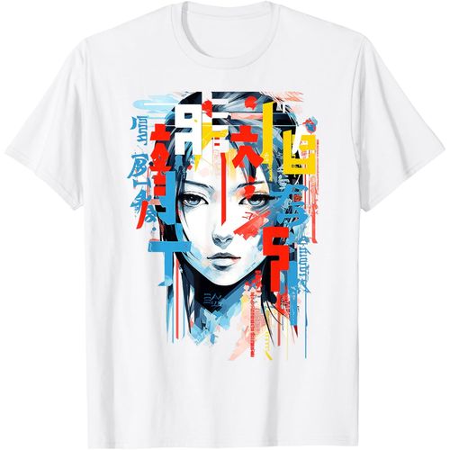 Kalanka-Femmes Texte Coloré Fille Visage Art Abstrait Femmes T-Shirt