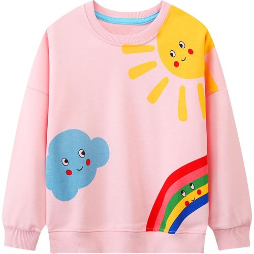 Kalanka-Sweatshirt Enfant Fille Cheval Licorne Arc-En-Ciel Pullover Sweatshirt Col Rond Coton Gris Rose Mignon Pas Cher Manches Longues Casual Tops Sport Pull Sweat-Shirt Pour Bebe Filles 2-7 Ans