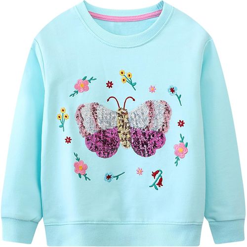 Kalanka-Sweatshirt Enfant Fille Cheval Licorne Arc-En-Ciel Pullover Sweatshirt Col Rond Coton Gris Rose Mignon Pas Cher Manches Longues Casual Tops Sport Pull Sweat-Shirt Pour Bebe Filles 2-7 Ans