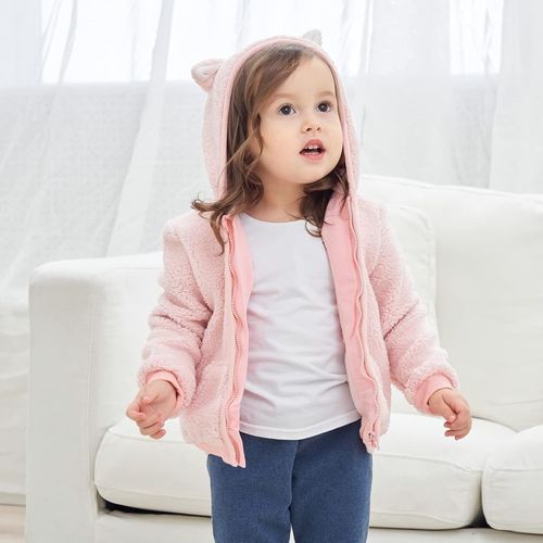 Kalanka-Bébé Garçons Filles Dessin Animé Polaire Veste À Capuche Manteau Avec Oreilles Chaud Vêtements D'extérieur Manteau Zip Up Manteau