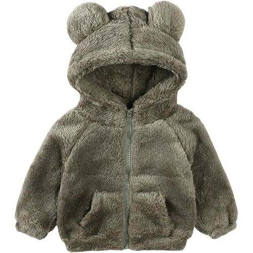 Kalanka-Bébé Garçons Filles Dessin Animé Polaire Veste À Capuche Manteau Avec Oreilles Chaud Vêtements D'extérieur Manteau Zip Up Manteau