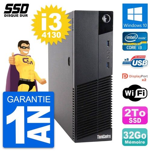 PC Lenovo ThinkCentre M83 SFF Intel i3-4130 RAM 32Go SSD 2To Windows 10 Wifi