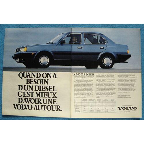 Publicité Papier - Voiture Volvo 340 Gle Diesel De 1986