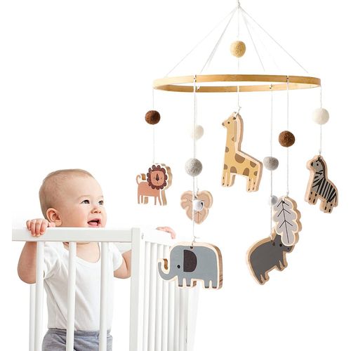 Mobile Bébé Carillon avec Animaux Mobile Bébé Bois Mobile Bébé Cloche de Lit Pendentif à suspendre au-dessus du lit de bébé Mobile Déco