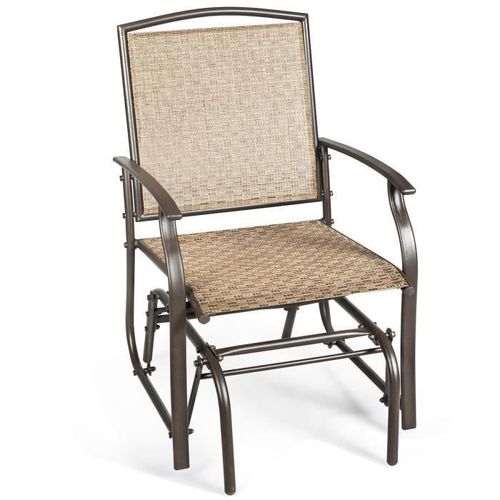 Costway Fauteuil Pour Jardin En Textilène Avec Système De Coulissant Cadre En Acier Pour Arrière-Cour,Terrasse Ou Bord De La Piscine