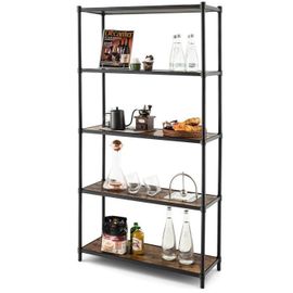 COSTWAY Bibliothèque Style Industriel à 5 Niveaux 80x29x154CM Étagère de Rangement avec Dispositifs Anti-basculement Pieds Réglables