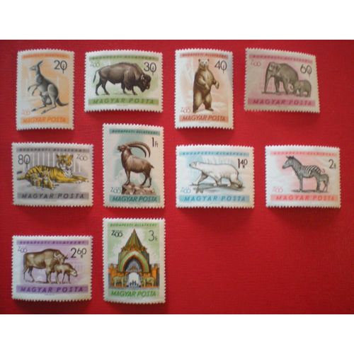 Lot De 10 Timbres Neufs ** - Hongrie - Animaux - Jardin Zoologique De Budapest - Série Complète - Année 1961
