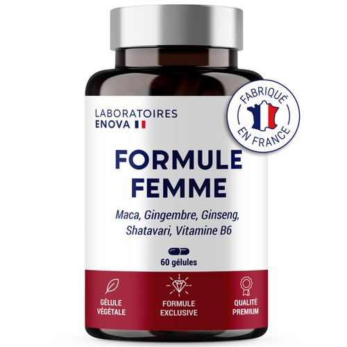 Formule Femme | Vitalité Féminine | Complexe De Plantes : Maca, Gingembre, Ginseng, Shatavari, Vitamine B6 | 100% Naturel | 60 Gélules | Fabriqué En France 