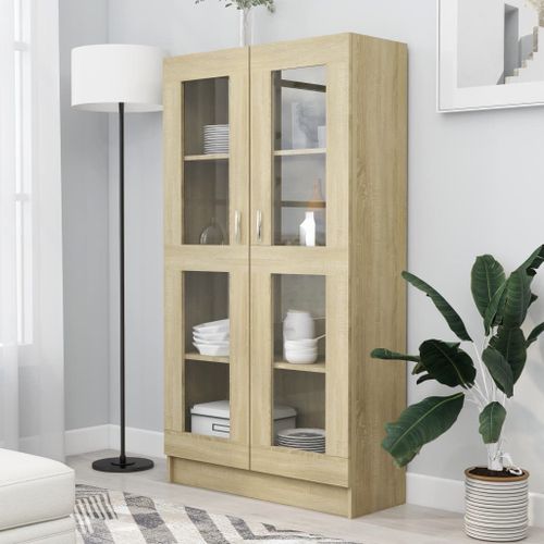 Vidaxl Armoire À Vitrine Chêne Sonoma 82,5x30,5x150 Cm Bois Ingénierie
