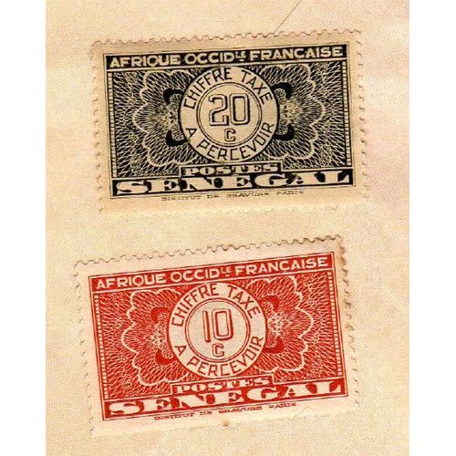 Lot De 2 Timbres Taxe Sénégal - Afrique Occidentale Française 1935