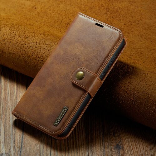 Coque pour Samsung Galaxy S24,Housse Etui Samsung Galaxy S24 clamshell,Brosse anti-vol,étui de téléphone à cassette - Brun