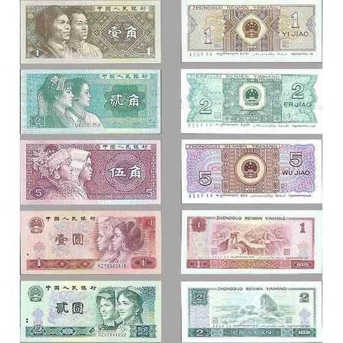 Série De 7 Billets De Banque Chinois Année 1990, Représentant Des Minorités Ethniques