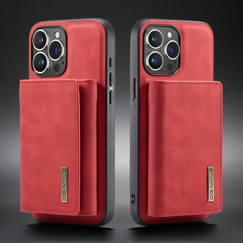 Housse Etui Coque pour iPhone 16 Pro Max Back Cover Original DG. MING M1 Magnetic Detachable Wallet Leather Card Holder Cell Phone Case - Rouge