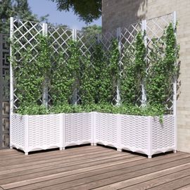 Vidaxl Jardinière Avec Treillis Blanc 120x120x136 Cm Pp