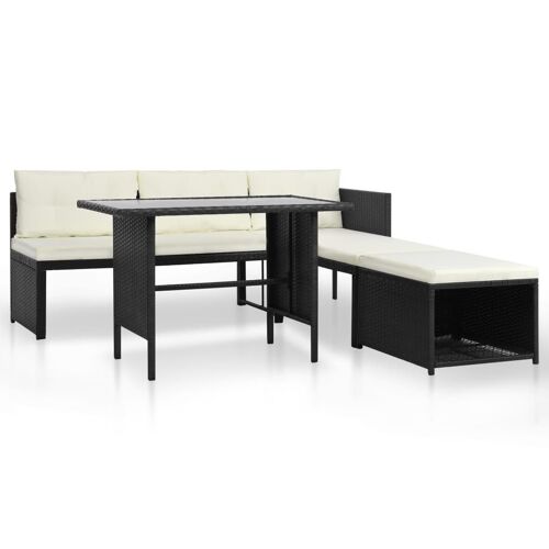 Vidaxl Salon De Jardin 4 Pcs Résine Tressée Noir