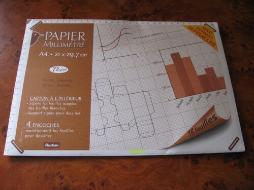 Papier Millimétré A4 - 21 X 29.7cm - Dans La Pochette D'origine Avec 4 Encoches Mais Incomplète (Manque 5 Feuilles)