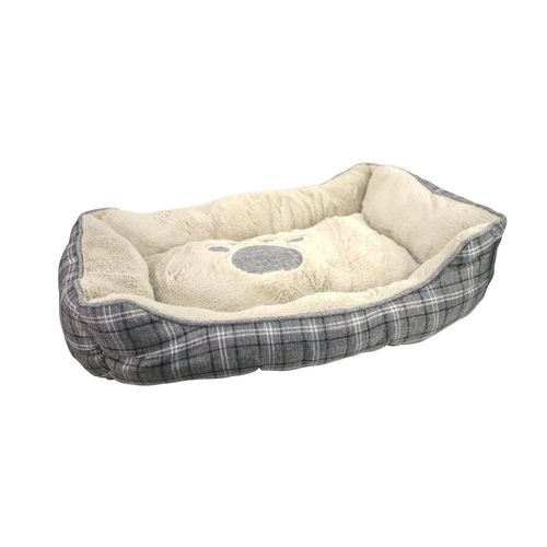 Zamibo Panier Pour Chien - Tissus Gris Écossais 70x50x20 Cm, Os Oreiller, Plaid