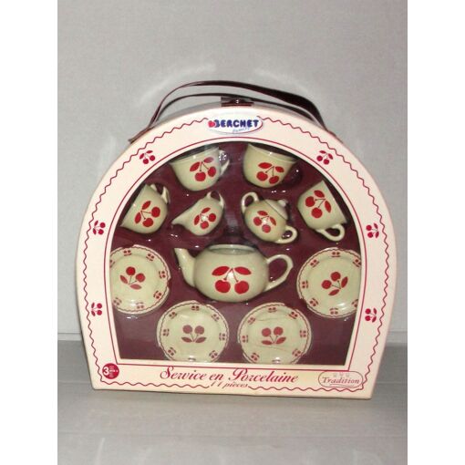 Ancien lot de 10 assiettes à dînette, décor chien et chevaux, de