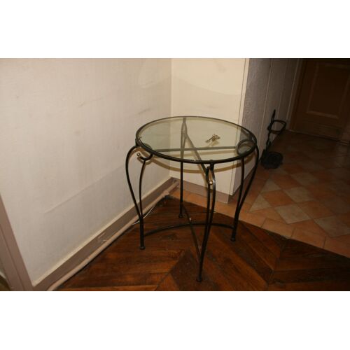 Petite Table Ronde Fer Forgé Verre Diamètre 60 Cm