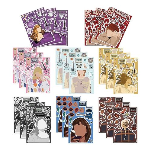 24pcs Music Singer Stickers Make A Face - 8 Design-In My Era Tour Albums Music Singer Stickers