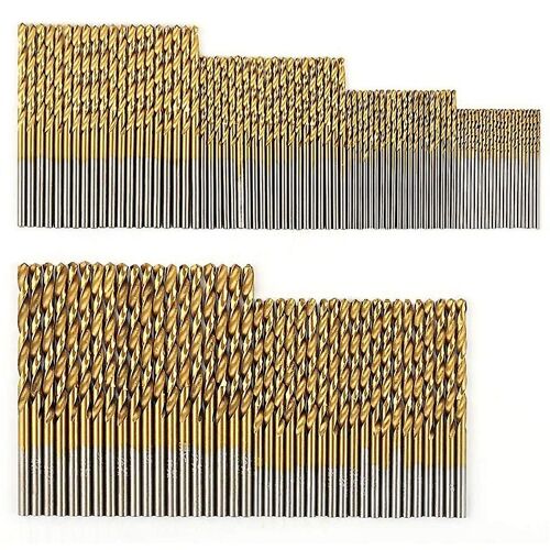 120 pcs titane foret ensemble HSS forets pour métal, acier, bois, plastique, cuivre, aluminium Tous