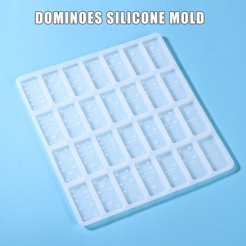 Nouveau Bricolage Dominos Cartes Moulage Moule 28 Trous Pai Gow Dominos Résine Époxy Fabrication Moule Verre Cristal Uv Artisanat Goutte Gel Moule