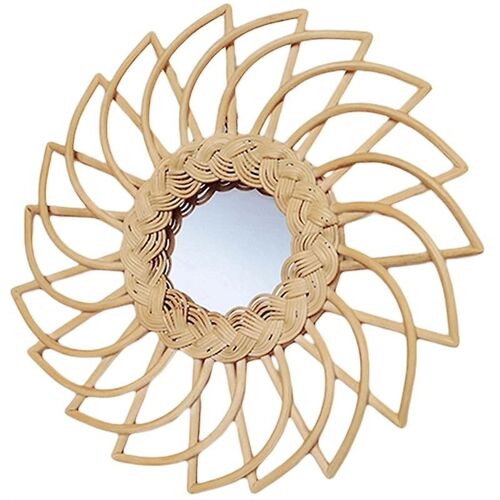 Rattan Art Decoration Flower Frame Makeup Mirror Dressing Wall Hanging Mirrors Bedroom Bathroom Dec
