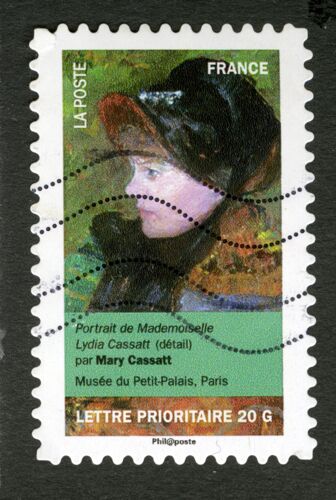 Timbre Oblitéré France, Portrait De Mademoiselle Lydia Cassatt, Détail, Par Mary Cassatt, Musée Du Petit-Palais, Paris, La Poste, Lettre Prioritaire 20 G