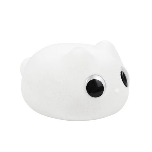 Veilleuse En Silicone Chat Yeux Blancs Usb Rechargeable Bureau Chevet Sommeil Nuit Lampe De Nuit Cadeau D'anniversaire Pour Animaux De Compagnie Veilleuse