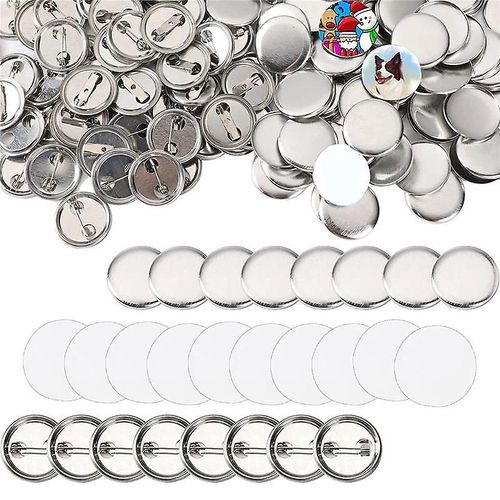 600 Pcs Button Making Supplies 25mm/1inch Back Button Pin Making Kit Metal Badge Parts For Button M