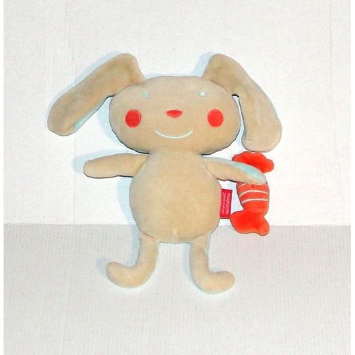 Doudou Lapin Beige Bleu Pouet Bonbon A La Main Du Pareil Au Même Dpam