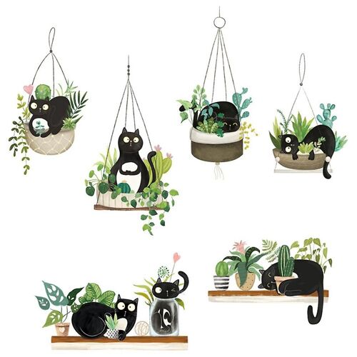 Wall Stickers Cats Fashionable Plants Scandinavian Tropical Fashionable Wall Paper Stickers Peelabl