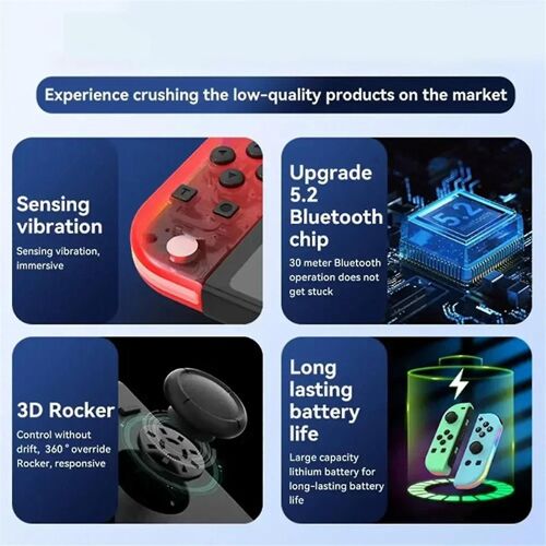 2pcs Joypad Controller (L/R) Pour Commutateur, Remplacement De Joypad Sans Fil Pour Double Vibration/Rgb Light-D