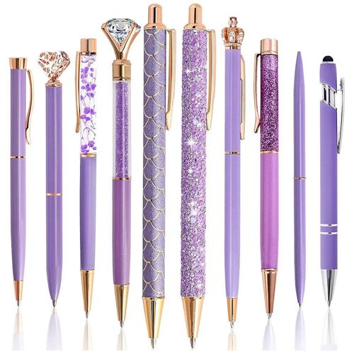 10pcs Ballpoint Pens Set Party Favors Purple Gifts Purple Pens For Women Girls Office Supplies Scho