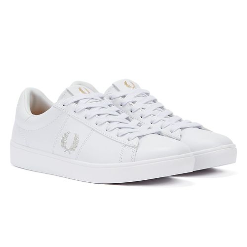 Fred Perry Spencer Leather Baskets Blanc Argent Pour