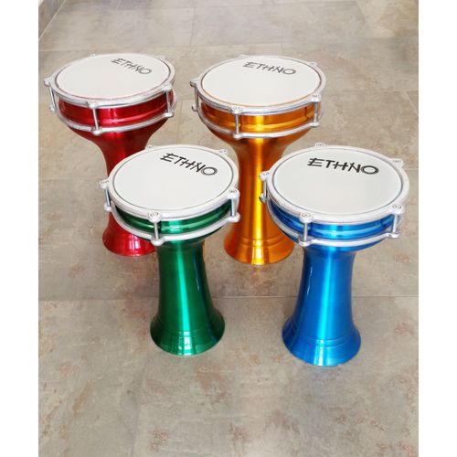 Ethno 5699c - Derbouka Turque En Aluminium Peint.  Dimensions: 36 X 22,5cm. Coloris:  Rouge