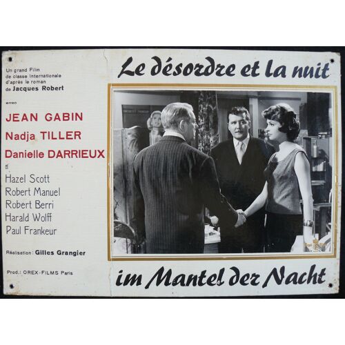Jean Gabin * Le Desordre Et La Nuit * Gilles Grangier - 1958 - 31x43 Cm * 1 Petite Affiche De Cinéma De 31x43 Cm Photographie Contre-Collée Sur Carton Fort D'origine Suisse * Jean Gabin ; Nadja Tiller