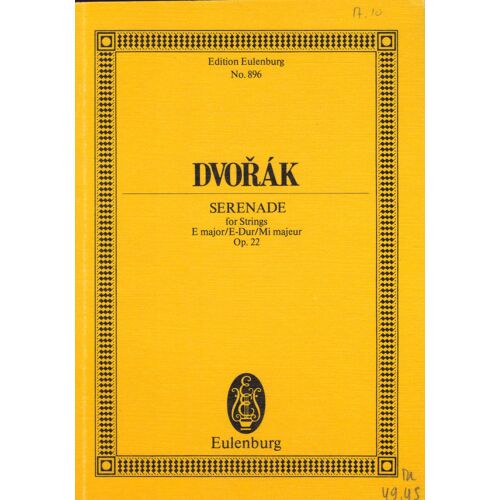 Dvorak Sérénade Pour Cordes Op 22 Partition De Poche
