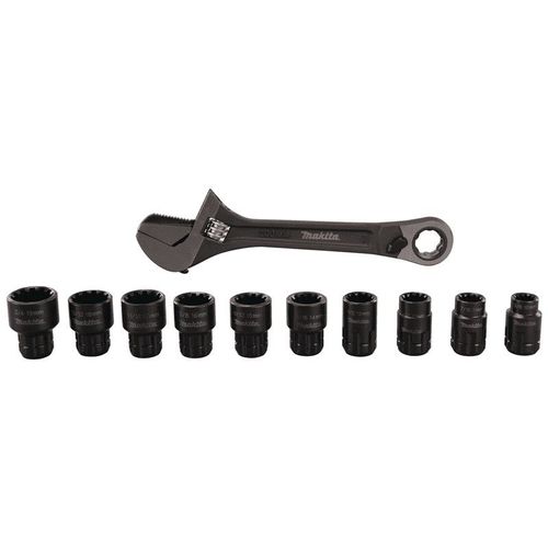 Clé à molette multifonction + 10 douilles multi-empreintes - MAKITA B-65458