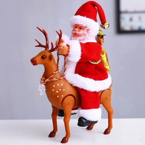 Boîte À Musique Électrique En Formee De Père Noël, À Cheval Sur Un Cerf, Lecteur, Décoration, Jouet, Fournitures Festives, Cadeau De Noël, Support, Livraison Rapide, 2020