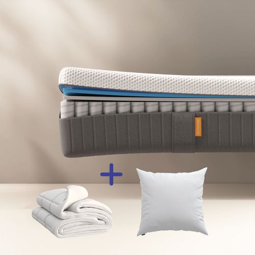 Emma | Pack Matelas Original Ii 80x200 + Couette + Oreiller Nuage Essentiel | Ressorts + Mousse À Mémoire De Forme | 5 Couches