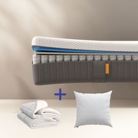 Emma | Pack Matelas Original Ii 80x200 + Couette + Oreiller Nuage Essentiel | Ressorts + Mousse À Mémoire De Forme | 5 Couches