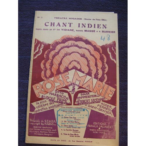 Chant Indien De Rose Marie -Opérette Américaine.Vers 1928