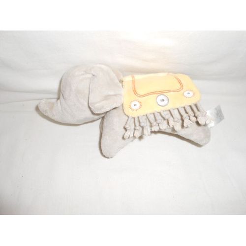 Doudou Peluche Elephant Gris Beige Tapis Couverture Jaune Premaman Orchestra Kazibao