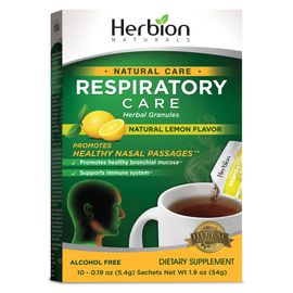 Herbion Naturals Respiratory Care Granules À Base De Plantes Avec Arôme Naturel De Citron - 10 Ct, Pour Toute La Famille - Favorise Une Fonction Respiratoire Saine 