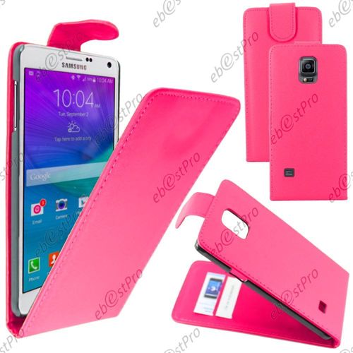 Ebeststar ® Housse Coque Etui Simili Cuir À Rabat Vertical + Film Protection D'écran Pour Samsung Galaxy Note 4 N910f, Couleur Rose