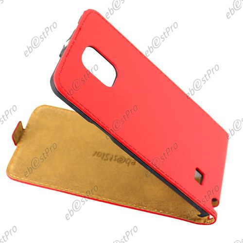 Ebeststar ® Etui En Pu Cuir Clapet Ultra Fine Housse Coque + Film Protecteur D'écran Pour Samsung Galaxy Note 4 N910f, Couleur Rouge