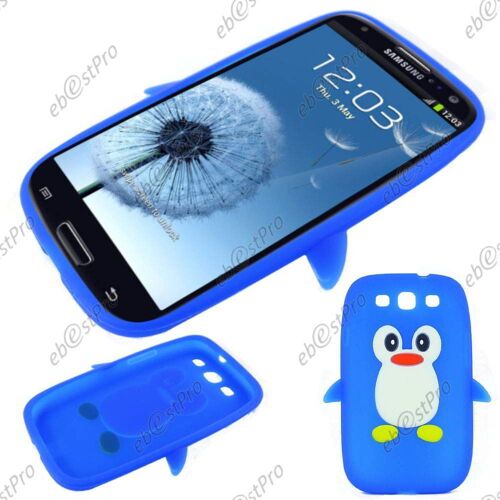 ebestStar ® Coque Pingouin Silicone Souple Etui Housse Design Fun + Film protection d'écran pour Samsung Galaxy S3 i9300 i9305, Couleur Bleu