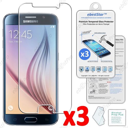 Ebeststar ® Lot X3 Film Protection En Verre Trempé Vitre Protecteur Anti Casse, Anti-Rayure, Anti Choc Pour Samsung Galaxy S6 Sm-G920f, G920