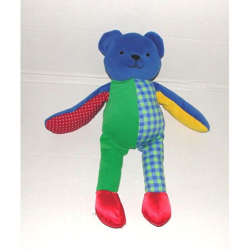 Peluche Doudou Ours Bleu Vert Jaune Rouge Aimanté Aux Pattes Berchet 40cm